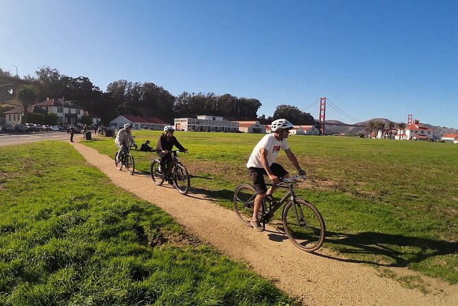 North Beach To Golden Gate Bridge E-Bike Tour - Fort Mason and the coastal path: the Golden Gate starts showing early