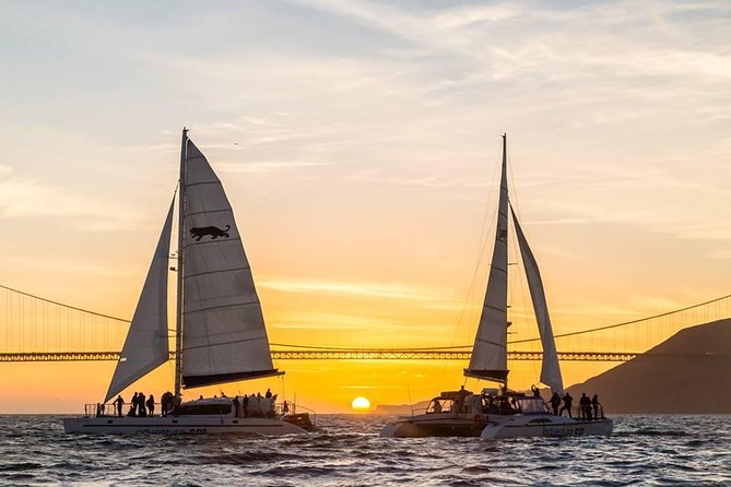 San Francisco Bay Sunset Catamaran Cruise - Sausalito and the skyline lighting up behind you