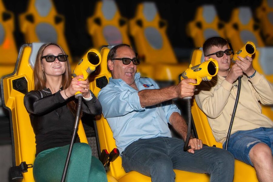 San Francisco: PIER 39 Flyer, 7D Ride, & Laser Maze Ticket - 7D Ride Experience: video-game shooting meets a friendly competition