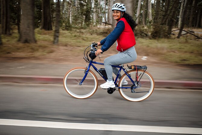 Ultimate Electric SF Bike Tour- food, icons & local hidden gems - Crissy Field: beach air and Golden Gate Bridge views